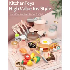 GENERICO - Set de Ollas y Utensilios de Cocina x 55 Piezas con Estufa con Sonidos