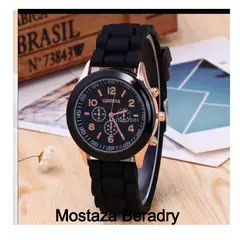 GENEVA - HERMOSO RELOJ CUARZO PULCERA DE SILICONA NEGRA