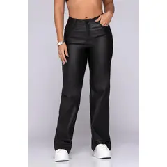 TRUCCOS JEANS - Pantalón Tiro Alto Bota Recta Efecto Cuero 5 Bolsillos Marca trucco´s