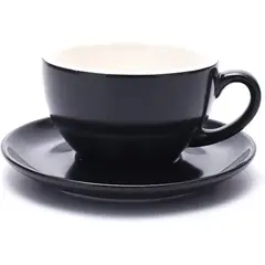 BIGCENTER - Pocillo Negro De Cerámica De 75ml Con Plato Elegante