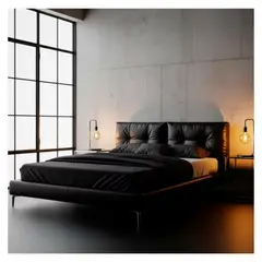 22 GRADOS DECORACION - Cama Argot King Size En Cuero Natural 220cm x220cm para un colchón de 200x200cm