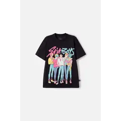 MIC - Camiseta de K- pop Demon Hunters manga corta negro para niña