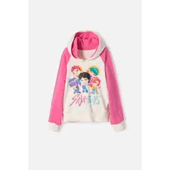 MIC - Buzo de K- pop Demon Hunters con capucha fucsia para niña
