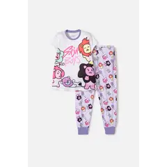 MIC - Pijama de K- pop Demon Hunters blanco y lila para niña