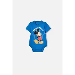 DISNEY - Body de Mickey Mouse manga corta azul para bebé niño
