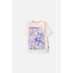 MIC - Camiseta de K- pop Demon Hunters manga corta marfil para niña
