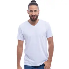 BOCARED - KEITH R CAMISETA BASICA MANGA CORTA CUELLO EN V EN COLOR BLANCO