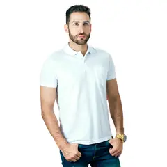 BOCARED - MONTECARLO POLO BASICO MASCULINO CON BOLSILLO DELANTERO EN COLOR BLANCO