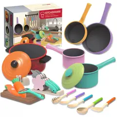 GENERICO - Set de Ollas y Utensilios de Cocina x 21 Piezas Multicolor - Juego de Roles