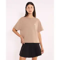 ATMOS - Camiseta Manga Corta Amplia Con Screen Para Mujer Café