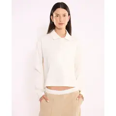 ATMOS - Polo Manga Larga en Algodón para Mujer Deportiva Color Blanco Marca