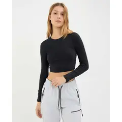 ATMOS - Camiseta Para Mujer Manga Larga Cuello Redondo Color Negro Marca 31090210