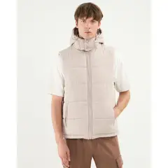 ATMOS - Chaleco Puffer Capota Desmontable Para Hombre Beige