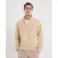 ATMOS - Buzo Half Zipper Polar Para Hombre Crema