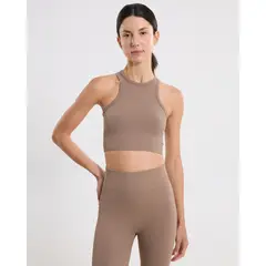ATMOS - Top Seamless Cuello Halter Para Mujer Café