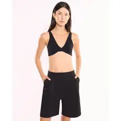 ATMOS - Top Fruncido En El Frente Para Mujer Negro