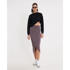 ATMOS - Falda Midi Cruzada En Plush Para Mujer Morado
