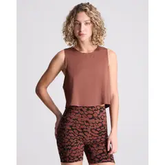 ATMOS - Crop Top Escote Redondo para Mujer Deportiva Color Café Marca