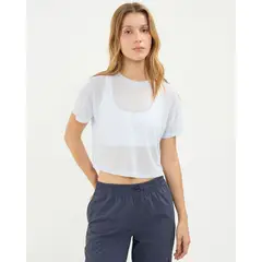 ATMOS - Camiseta Deportiva Manga Corta Malla Para Mujer Azul