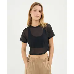 ATMOS - Camiseta Malla Deportiva Para Mujer Negro