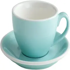 BIGCENTER - Pocillo Azul De Cerámica De 75ml Con Plato Elegante