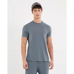 ATMOS - Camiseta Deportiva Manga Corta Regular Fit Para Hombre Gris