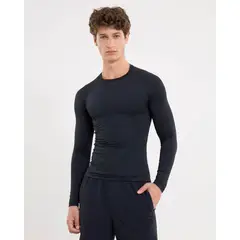 ATMOS - Camiseta Básica Manga Larga Para Hombre Negro