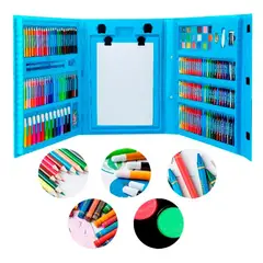 SHUNGA - Set de Arte Infantil 208 Piezas con Estuche Rígido Organizado – Colores, Plumones, Acuarelas y Materiales Creativos