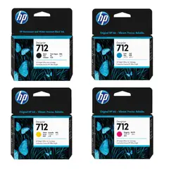 HP - JUEGO CARTUCHO 712 80ML NEGRO -712 COLORES ORIGINAL