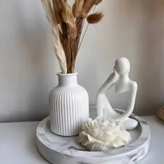 DECORACIONES ALE Y GABY - Centro de Mesa Roxana Jarrón Base Adornos flores y Pensante Blanco 5 piezas