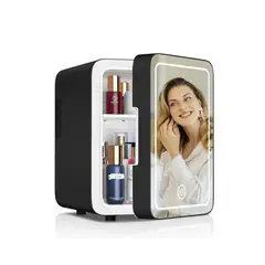 GENERICO - Mini nevera NEGRO portátil con espejo y luz led 4 LITROS