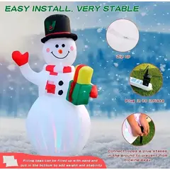 GENERICO - Inflable Navidad Muñeco de Nieve Decoración Luz Led Multicolor