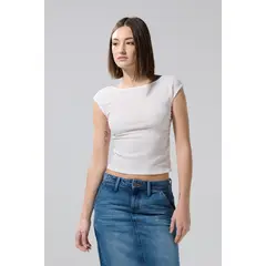 KOAJ - Camiseta unicolor manga corta con escote en espalda Mujer