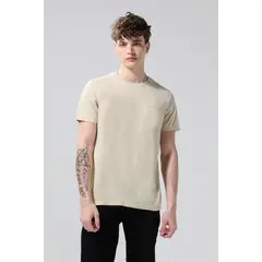 KOAJ - Camiseta manga corta unicolor fit ajustado cuello redon Hombre