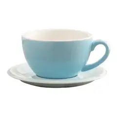 BIGCENTER - Pocillo Y Plato Cerámico Diseño Elegante Alta Calidad 180 Ml