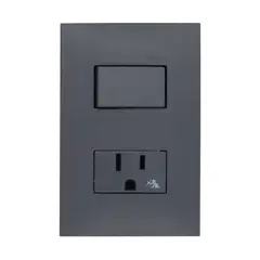 SIMON - Tomacorriente + Interruptor Negro 25 Plus