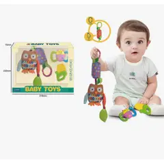 GENERICO - Sonajero Colgante Búho con 2 Mordedores Juguete Sensorial para Bebé