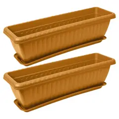 ENERGY PLUS - Set x2 Matera Rectangular con Plato 45cm para Jardín y Hogar