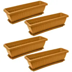 ENERGY PLUS - Set x4 Matera Rectangular con Plato 45cm para Jardín y Hogar