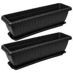 ENERGY PLUS - Set x2 Matera Rectangular con Plato 45cm para Jardín y Hogar