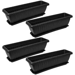 ENERGY PLUS - Set x4 Matera Rectangular con Plato 45cm para Jardín y Hogar