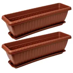 ENERGY PLUS - Set x2 Matera Rectangular con Plato 45cm para Jardín y Hogar