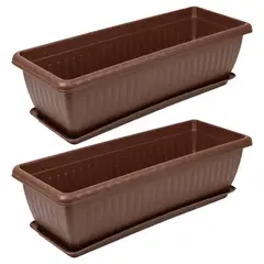 ENERGY PLUS - Set x2 Matera Rectangular con Plato 55cm para Jardín y Hogar