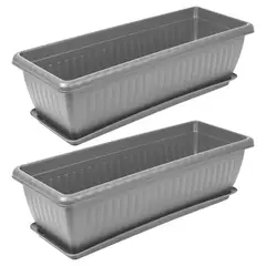 ENERGY PLUS - Set x2 Matera Rectangular con Plato 55cm para Jardín y Hogar