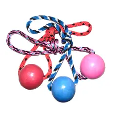 HALLY PET - Juguete Para Perro Pelota Maciza Mediana Con Cuerda Azul