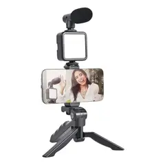 GENERICO - Estabilizador Camara Y Celular Luz Led Microfono Con Control