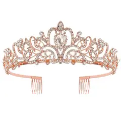 GENERICO - Corona De Cristal Tiara Con Peine Quinceañeras Novia