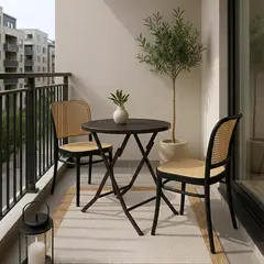 GENERICO - Juego Mesa Balcón Entre Nos Home Plegable 2 Puestos Ratán Exterior Resistente