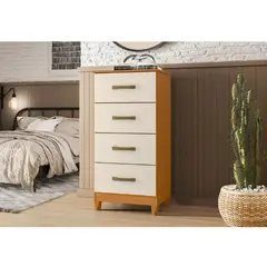AKIVOY - COMODA MOBI 4 CAJONES BEIGE/CINNAMON