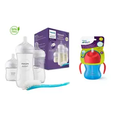 PHILIPS AVENT - Combo Set Teteros 4 Piezas Avent + Vaso Pitillo 7 Oz Azul